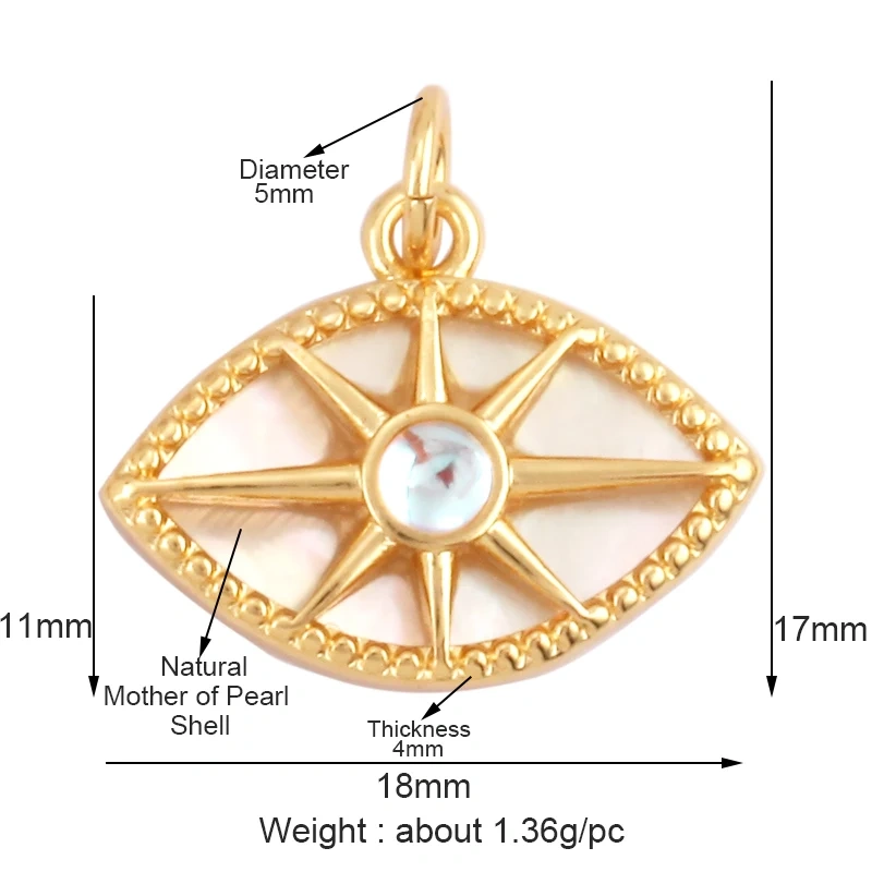 Personalized Evil Eye Natural Mother of Pearl Shell Agate Malachite Tiger Eye Pendant Charm,Jewelry For Necklace Accessories M32