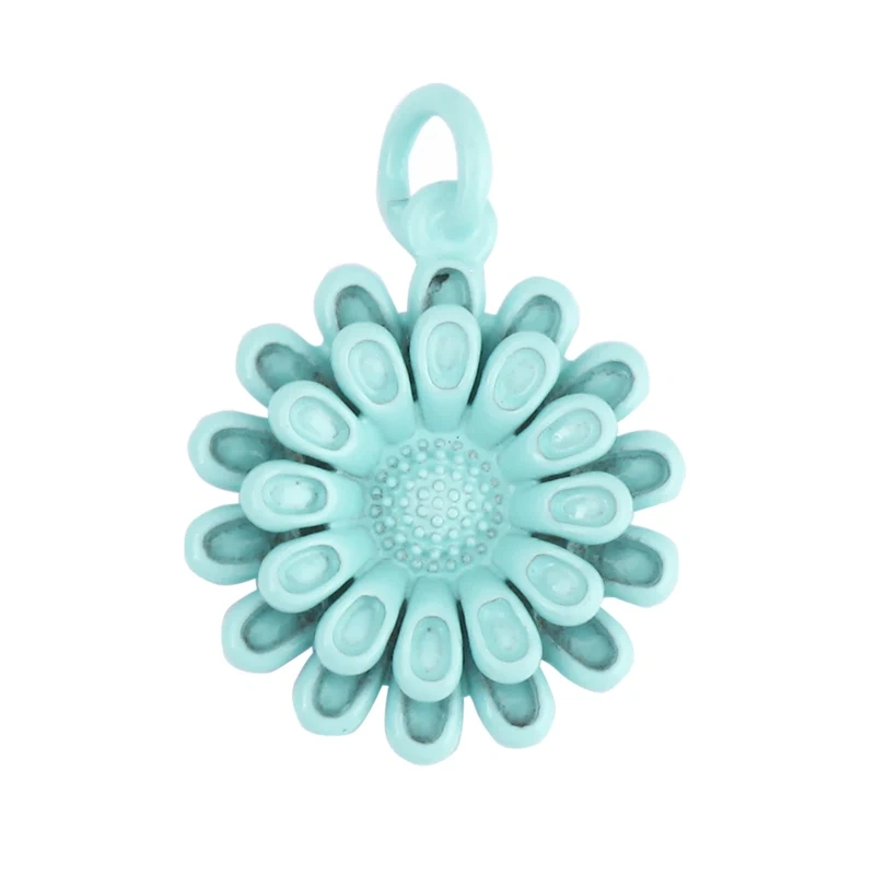 Daisy Flower Enamel Charm Neon Pink Orange Turquoise Blue Pendant Oil Dropped,Gold Plated Colour,Necklace Bracelet Pendant M28
