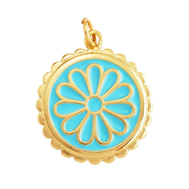 Sweet Spring Colorful Flower Charm Pendant,Trendy Multicolor Sakura Enamel Necklace Accessories Handy Craft Jewelry Supplies M28