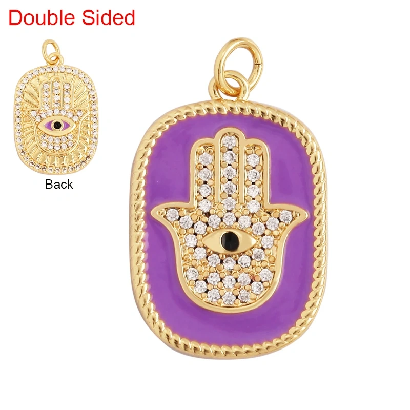 Fashion Colourful Turkish Evil Luck Eye Hand Charm Pendant,Simple Geometric Zircon Horoscope Sign Necklace Jewelry  Supplies M36