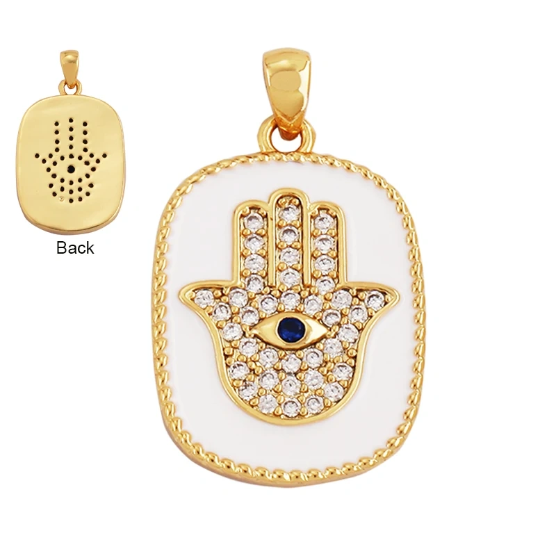 Fashion Colourful Turkish Evil Luck Eye Hand Charm Pendant,Simple Geometric Zircon Horoscope Sign Necklace Jewelry  Supplies M36