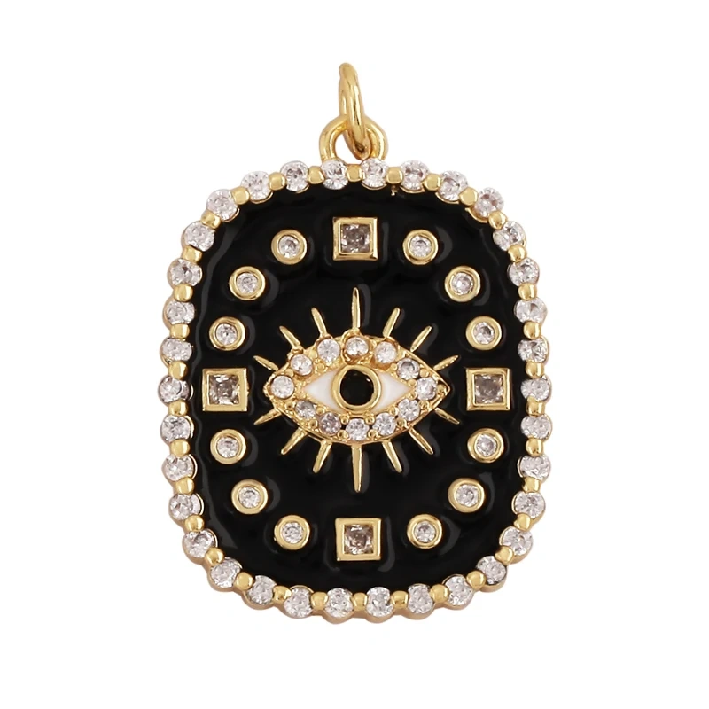 Fashion Colourful Turkish Evil Luck Eye Hand Charm Pendant,Simple Geometric Zircon Horoscope Sign Necklace Jewelry  Supplies M36