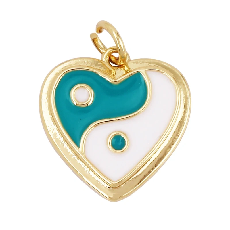 Enamel Taiji Gongfu Charm , 18K Real Gold Plated Colour,Necklace Bracelet Pendant for Handmade Jewelry Supplies L07