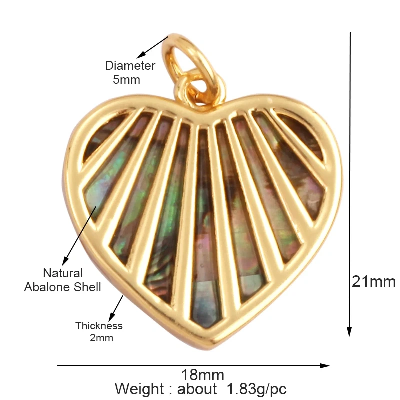 Trendy Design Love Heart Natural Mother of Pearl Shell Agate Malachite Tiger Eye Pendant Charm,Jewelry For Necklace Supplies M32