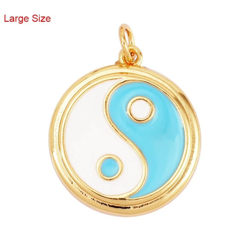 Enamel Taiji Gongfu Charm , 18K Real Gold Plated Colour,Necklace Bracelet Pendant for Handmade Jewelry Supplies L07