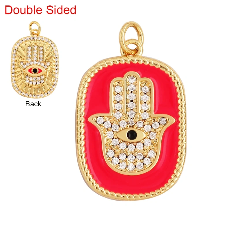 Fashion Colourful Turkish Evil Luck Eye Hand Charm Pendant,Simple Geometric Zircon Horoscope Sign Necklace Jewelry  Supplies M36
