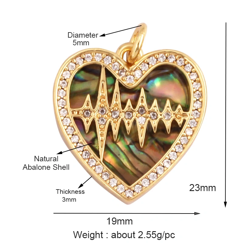 Trendy Design Love Heart Natural Mother of Pearl Shell Agate Malachite Tiger Eye Pendant Charm,Jewelry For Necklace Supplies M32