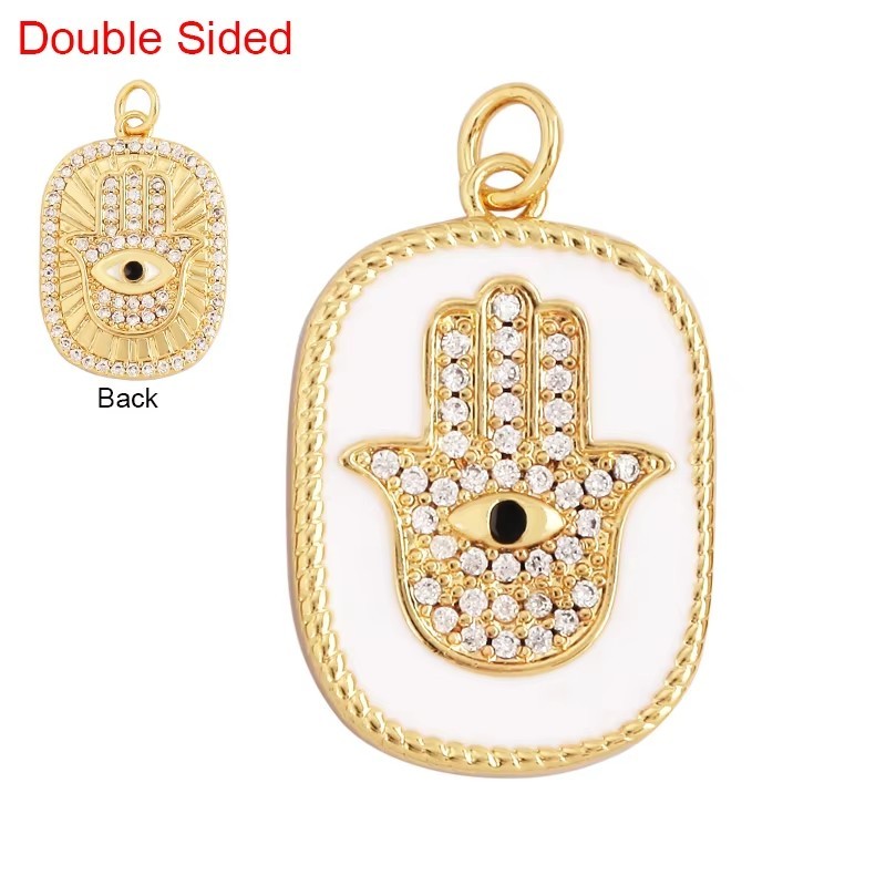 Fashion Colourful Turkish Evil Luck Eye Hand Charm Pendant,Simple Geometric Zircon Horoscope Sign Necklace Jewelry  Supplies M36