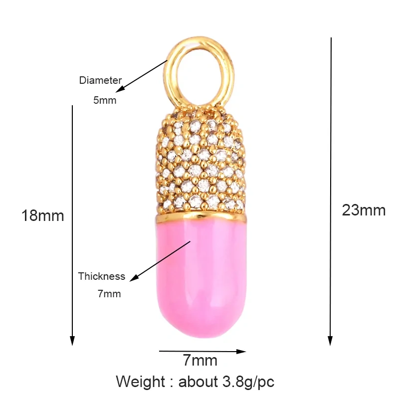 Capsule Chill Pill Enamel Charm Neon Pink Orange Turquoise Pendant Oil Dropped,Gold Plated Colour,Necklace Bracelet Pendant M83