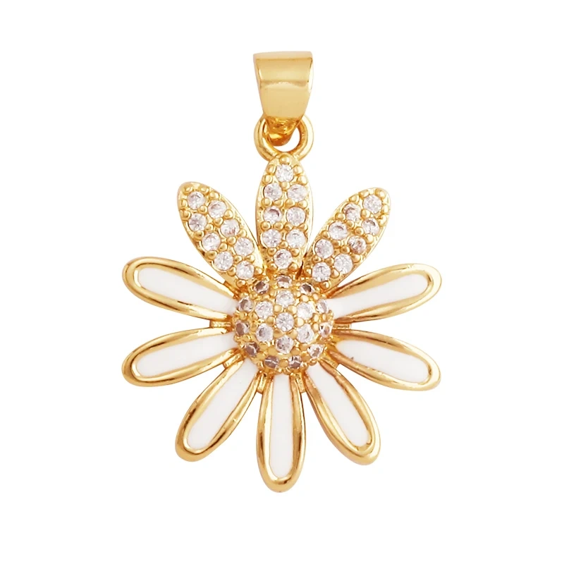 Sweet Spring Colorful Flower Charm Pendant,Trendy Multicolor Sakura Enamel Necklace Accessories Handy Craft Jewelry Supplies M28