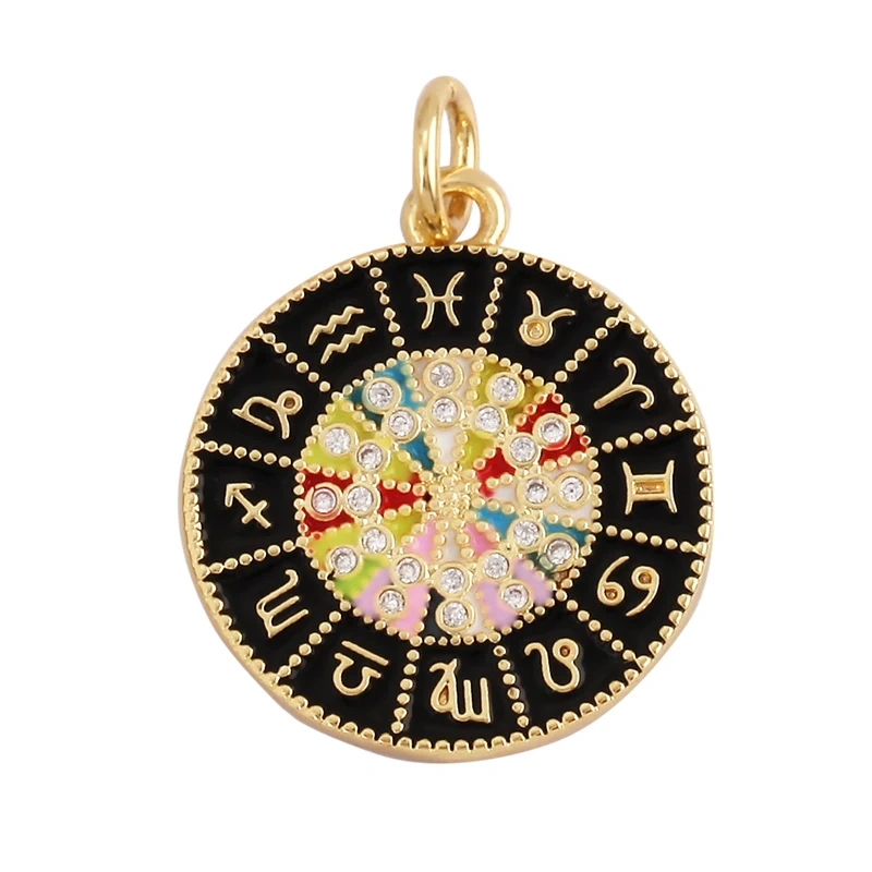 Fashion Colourful Turkish Evil Luck Eye Hand Charm Pendant,Simple Geometric Zircon Horoscope Sign Necklace Jewelry  Supplies M36
