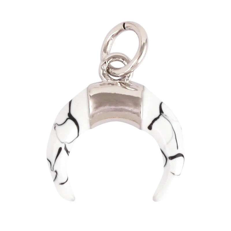 Mini Bull Horn Moon Howlite Charm Pendant,18K Real Gold Plated ,Jewelry Necklace Bracelet Accessories Supplies L10