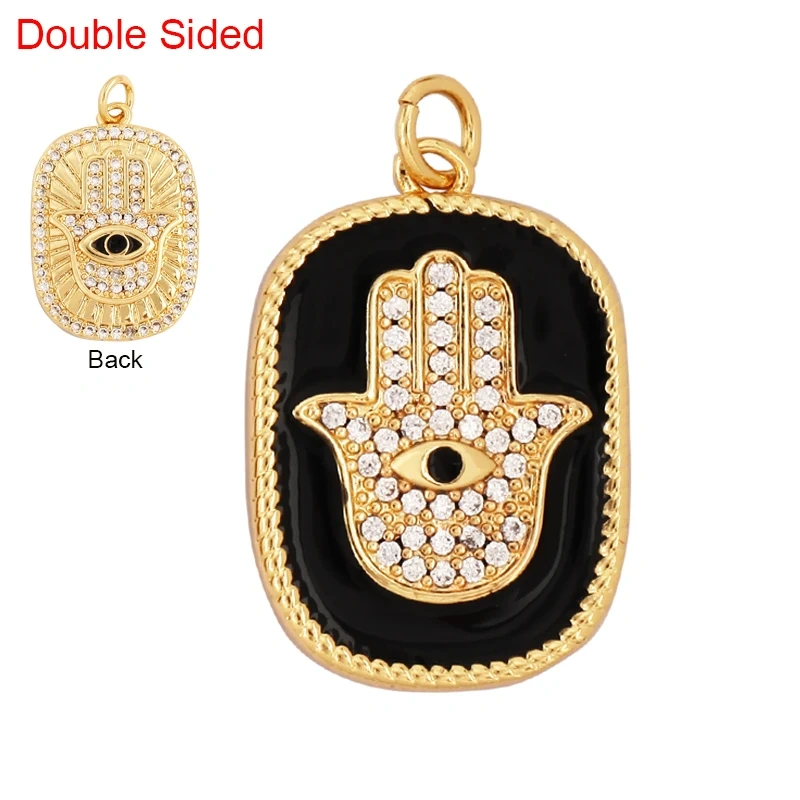 Fashion Colourful Turkish Evil Luck Eye Hand Charm Pendant,Simple Geometric Zircon Horoscope Sign Necklace Jewelry  Supplies M36