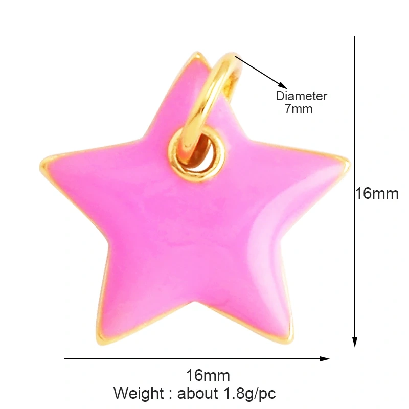 Enamel Lock Heart Star Charm, 18K Real Gold Plated Colour,Necklace Bracelet Pendant for Handmade Jewelry Supplies M90