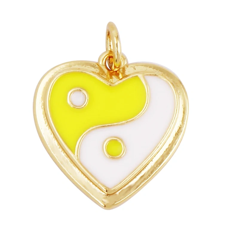 Enamel Taiji Gongfu Charm , 18K Real Gold Plated Colour,Necklace Bracelet Pendant for Handmade Jewelry Supplies L07