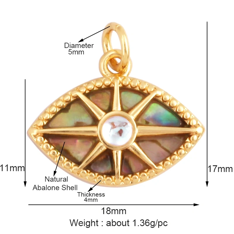 Personalized Evil Eye Natural Mother of Pearl Shell Agate Malachite Tiger Eye Pendant Charm,Jewelry For Necklace Accessories M32