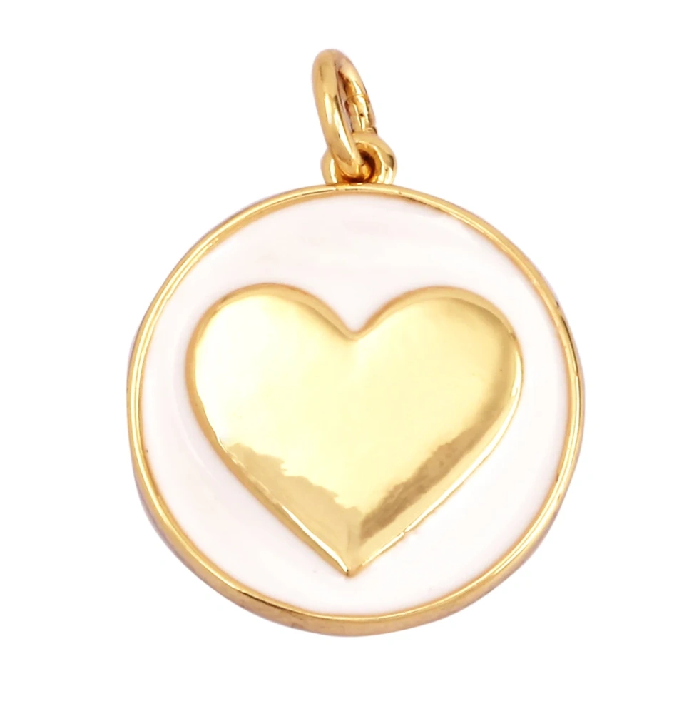 Star Coin Heart Enamel Charm Neon Pink Orange Turquoise Blue Oil Dropped,Real Gold Plated ,Necklace Bracelet Pendant L19 M81