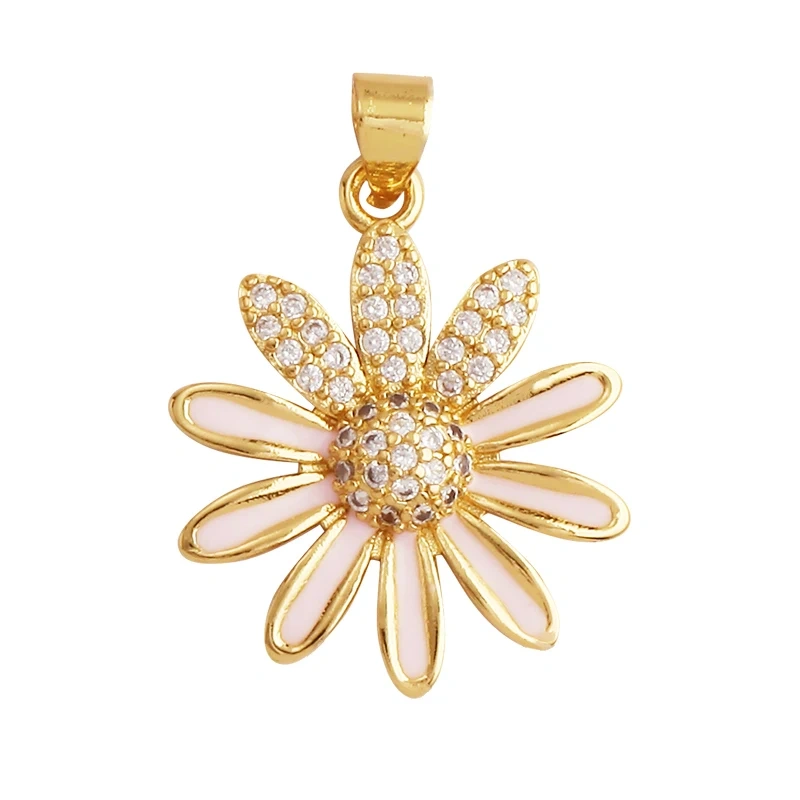 Sweet Spring Colorful Flower Charm Pendant,Trendy Multicolor Sakura Enamel Necklace Accessories Handy Craft Jewelry Supplies M28