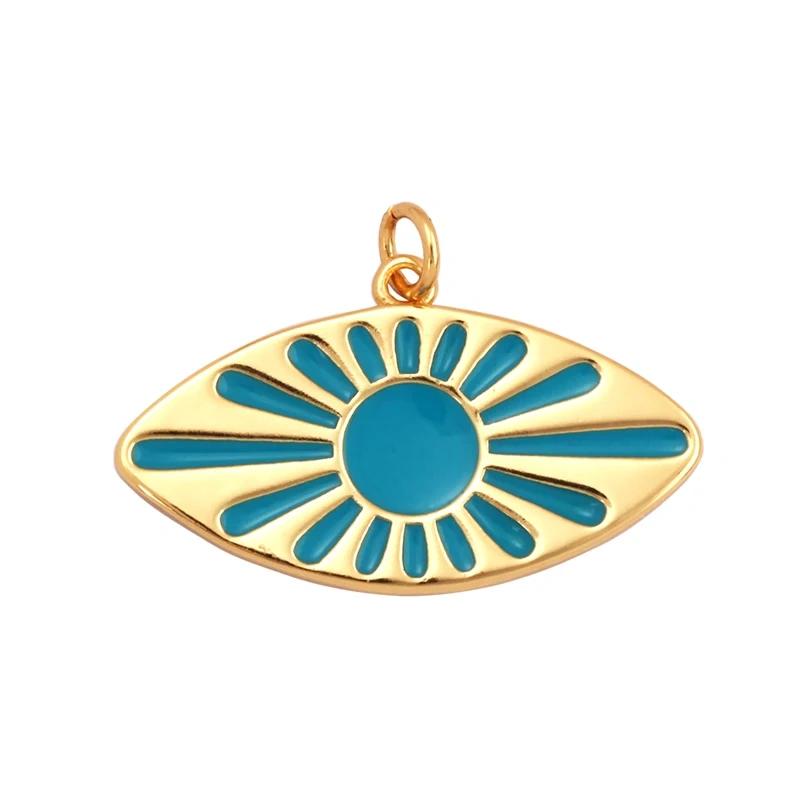 Oil Dropped Enamel Evil Eye Rectangle Square Round Oval Tag Geometry Charm Pendant,18K Gold Zircon Necklace Bracelet Supply M91