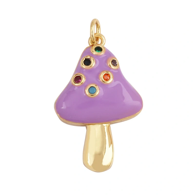 Cute Colorful Mushroom Enamel Charm Pink Neon Orange Red Necklace Bracelet Pendant,Gold Plated Accessories Findings Supplies M81