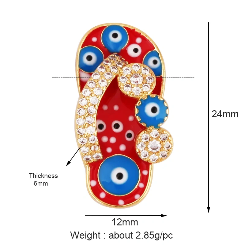 Slipper Shoes Charm Enamel Attachment for Necklace Bracelet Earring,Handy Craft Summer Beach Jewelry Supply Wholesale M91
