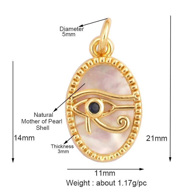 Personalized Evil Eye Natural Mother of Pearl Shell Agate Malachite Tiger Eye Pendant Charm,Jewelry For Necklace Accessories M32