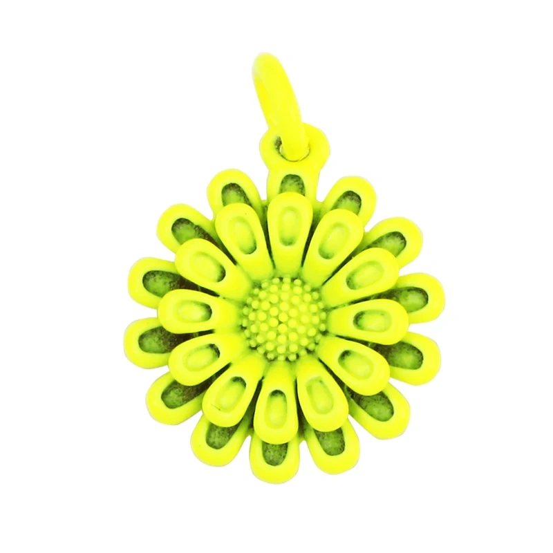 Daisy Flower Enamel Charm Neon Pink Orange Turquoise Blue Pendant Oil Dropped,Gold Plated Colour,Necklace Bracelet Pendant M28