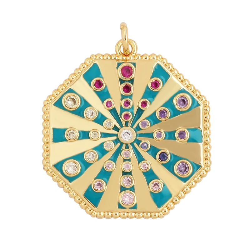 Fashion Colourful Turkish Evil Luck Eye Hand Charm Pendant,Simple Geometric Zircon Horoscope Sign Necklace Jewelry  Supplies M36