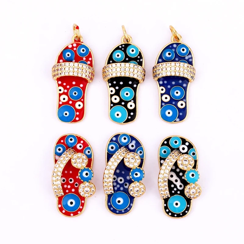 Slipper Shoes Charm Enamel Attachment for Necklace Bracelet Earring,Handy Craft Summer Beach Jewelry Supply Wholesale M91