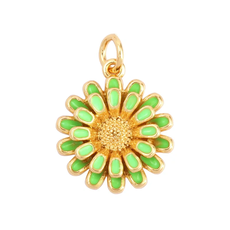 Daisy Flower Enamel Charm Neon Pink Orange Turquoise Blue Pendant Oil Dropped,Gold Plated Colour,Necklace Bracelet Pendant M28