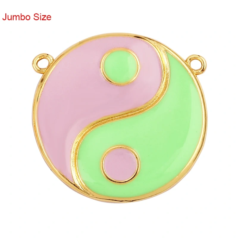 Enamel Taiji Gongfu Charm , 18K Real Gold Plated Colour,Necklace Bracelet Pendant for Handmade Jewelry Supplies L07