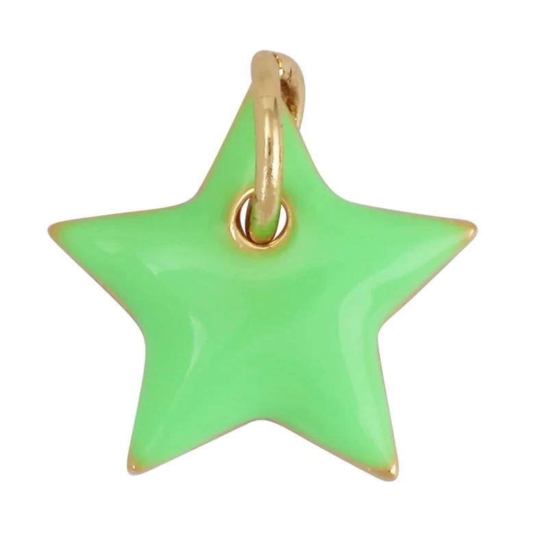 Enamel Lock Heart Star Charm, 18K Real Gold Plated Colour,Necklace Bracelet Pendant for Handmade Jewelry Supplies M90