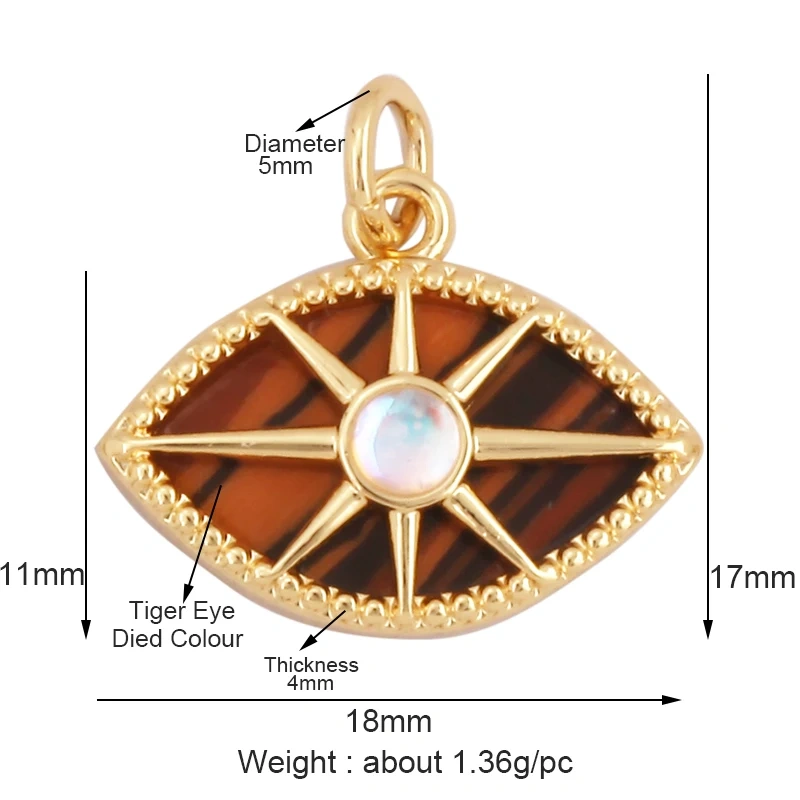 Personalized Evil Eye Natural Mother of Pearl Shell Agate Malachite Tiger Eye Pendant Charm,Jewelry For Necklace Accessories M32