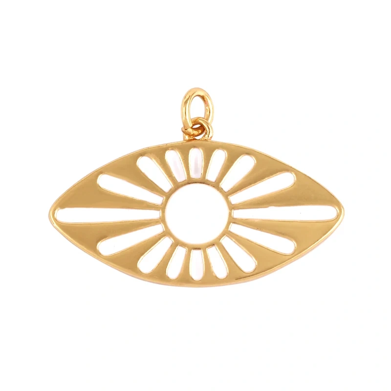 Oil Dropped Enamel Evil Eye Rectangle Square Round Oval Tag Geometry Charm Pendant,18K Gold Zircon Necklace Bracelet Supply M91