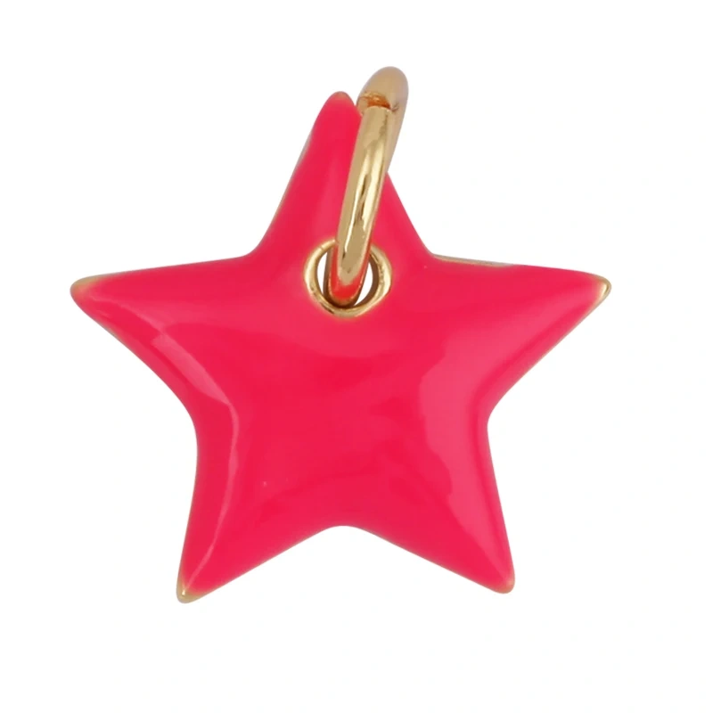 Enamel Lock Heart Star Charm, 18K Real Gold Plated Colour,Necklace Bracelet Pendant for Handmade Jewelry Supplies M90