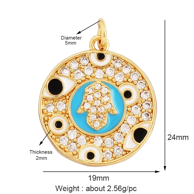 Fashion Colourful Turkish Evil Luck Eye Hand Charm Pendant,Simple Geometric Zircon Horoscope Sign Necklace Jewelry  Supplies M36