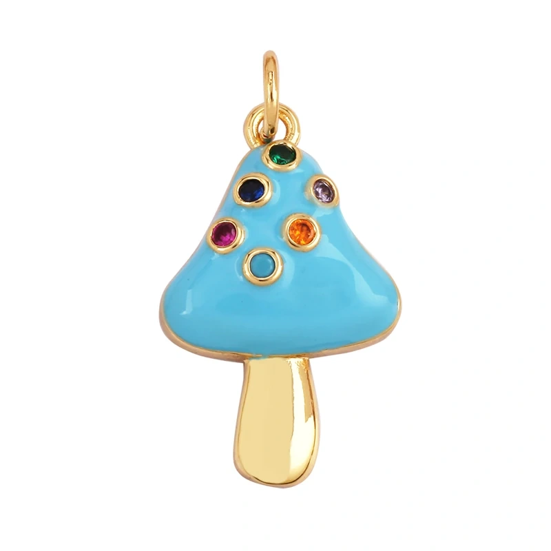Cute Colorful Mushroom Enamel Charm Pink Neon Orange Red Necklace Bracelet Pendant,Gold Plated Accessories Findings Supplies M81