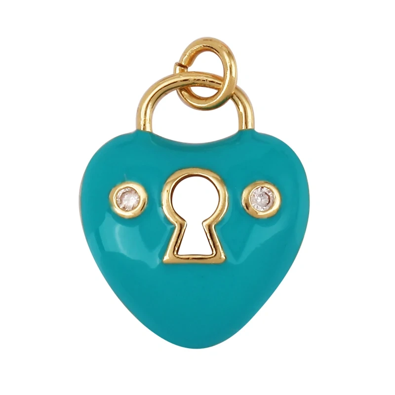 Enamel Lock Heart Star Charm, 18K Real Gold Plated Colour,Necklace Bracelet Pendant for Handmade Jewelry Supplies M90