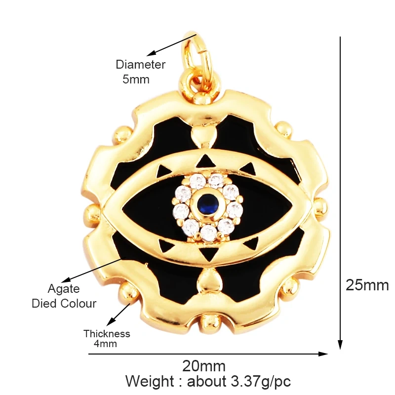 Personalized Evil Eye Natural Mother of Pearl Shell Agate Malachite Tiger Eye Pendant Charm,Jewelry For Necklace Accessories M32