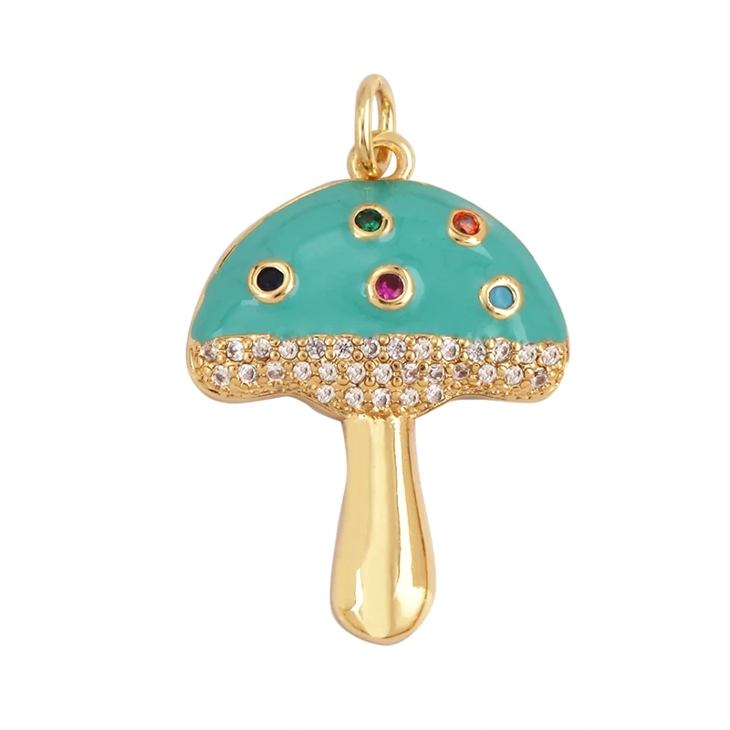 Cute Colorful Mushroom Enamel Charm Pink Neon Orange Red Necklace Bracelet Pendant,Gold Plated Accessories Findings Supplies M81