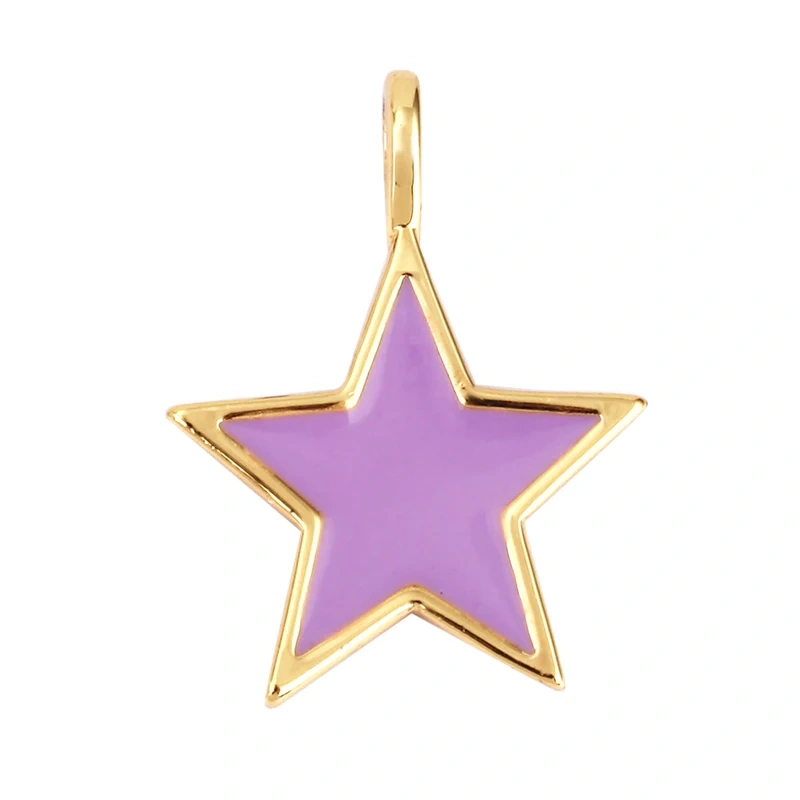 Star Coin Heart Enamel Charm Neon Pink Orange Turquoise Blue Oil Dropped,Real Gold Plated ,Necklace Bracelet Pendant L19 M81