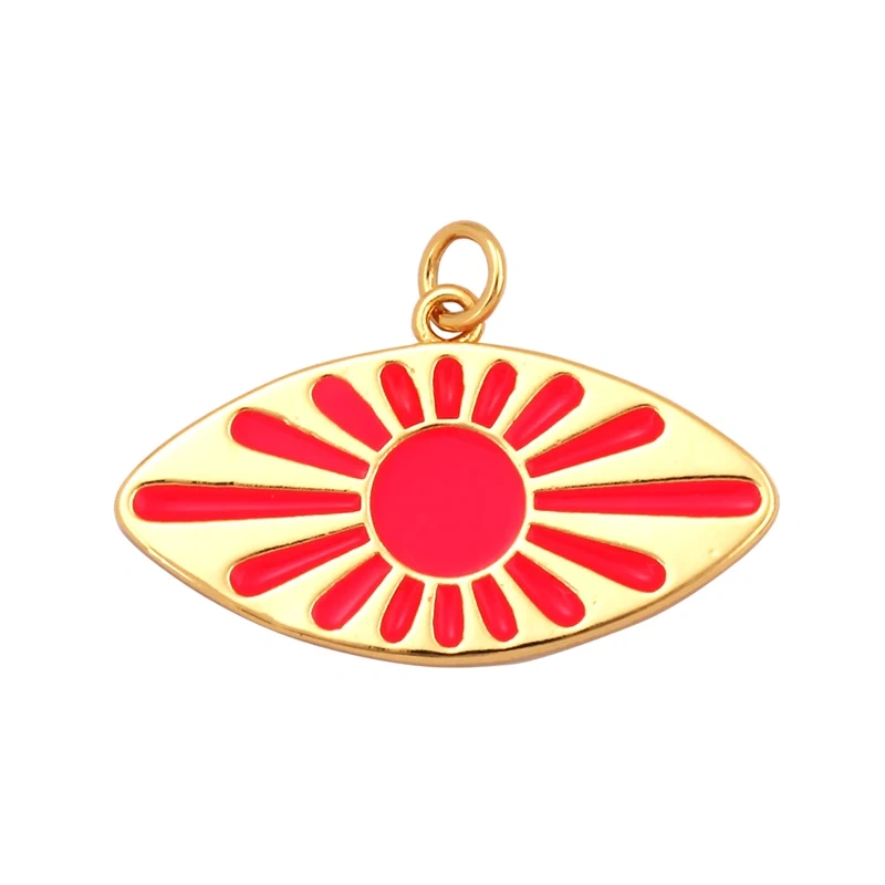 Oil Dropped Enamel Evil Eye Rectangle Square Round Oval Tag Geometry Charm Pendant,18K Gold Zircon Necklace Bracelet Supply M91