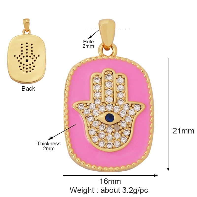 Fashion Colourful Turkish Evil Luck Eye Hand Charm Pendant,Simple Geometric Zircon Horoscope Sign Necklace Jewelry  Supplies M36