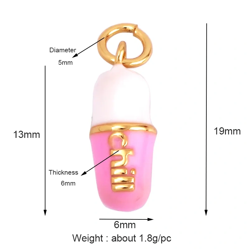 Capsule Chill Pill Enamel Charm Neon Pink Orange Turquoise Pendant Oil Dropped,Gold Plated Colour,Necklace Bracelet Pendant M83