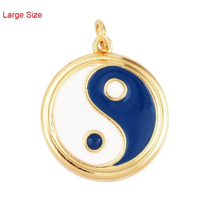 Enamel Taiji Gongfu Charm , 18K Real Gold Plated Colour,Necklace Bracelet Pendant for Handmade Jewelry Supplies L07