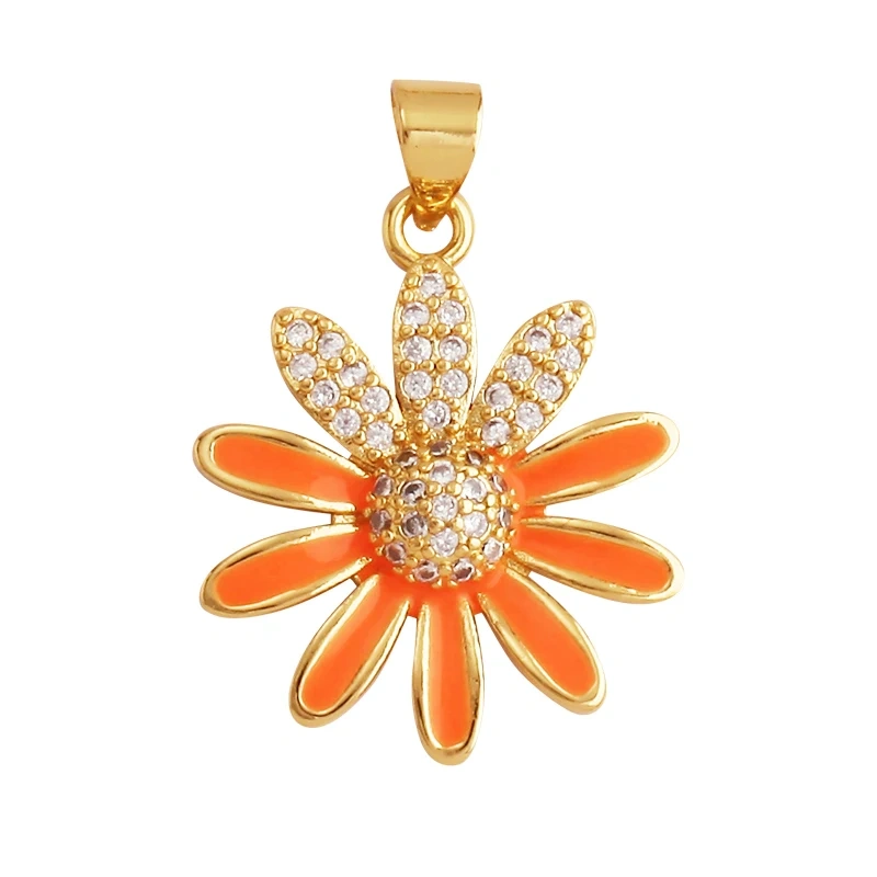 Sweet Spring Colorful Flower Charm Pendant,Trendy Multicolor Sakura Enamel Necklace Accessories Handy Craft Jewelry Supplies M28