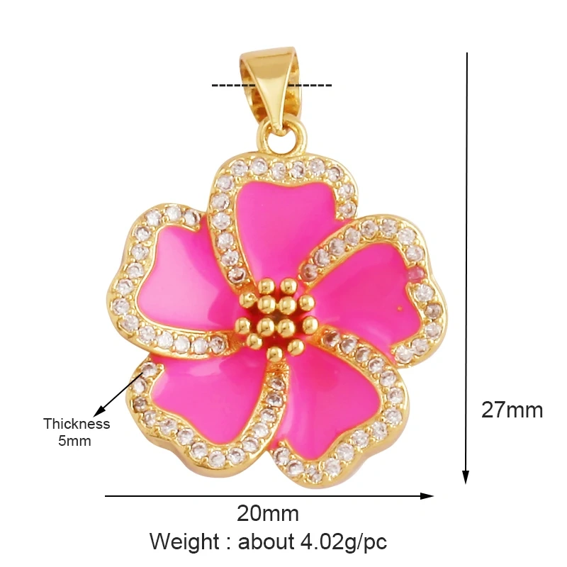 Sweet Spring Colorful Flower Charm Pendant,Trendy Multicolor Sakura Enamel Necklace Accessories Handy Craft Jewelry Supplies M28