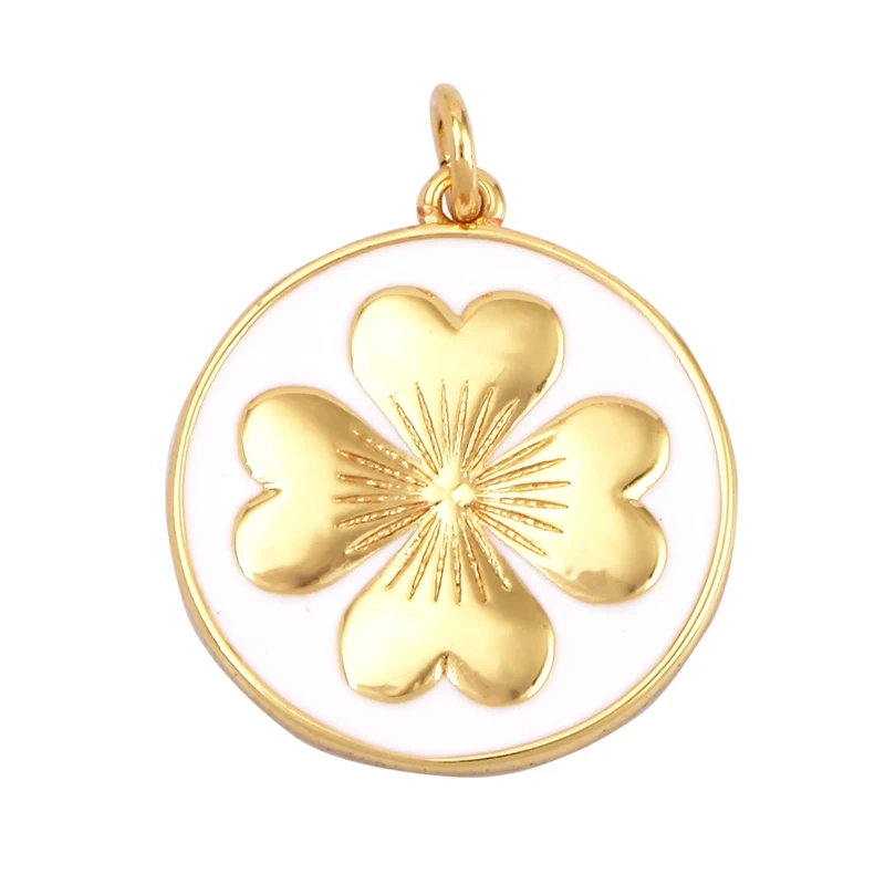 Clover Love Heart Hot Mama Enamel Charm Neon Pink  Turquoise Blue Oil Dropped,18K Gold Plated Necklace Bracelet Pendant M24