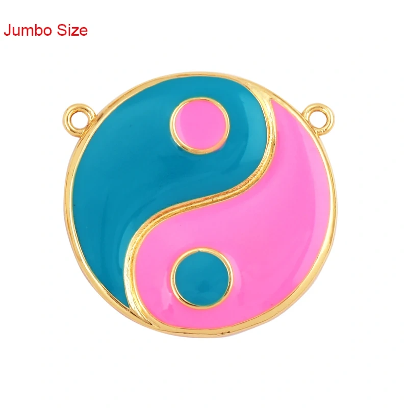 Enamel Taiji Gongfu Charm , 18K Real Gold Plated Colour,Necklace Bracelet Pendant for Handmade Jewelry Supplies L07