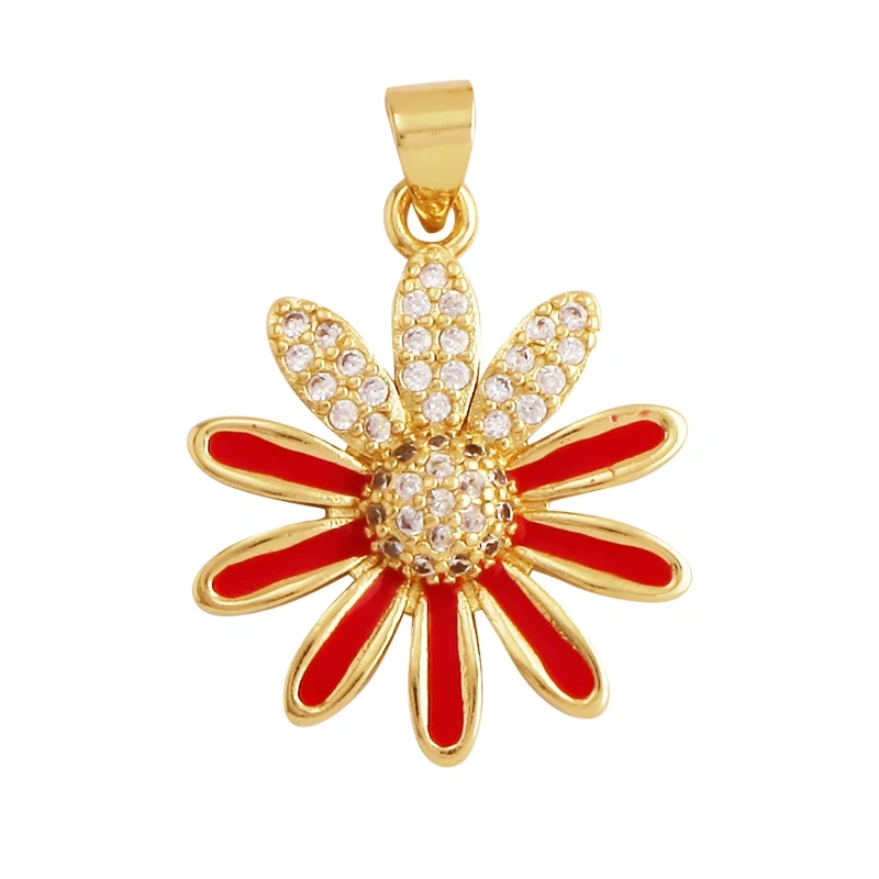 Sweet Spring Colorful Flower Charm Pendant,Trendy Multicolor Sakura Enamel Necklace Accessories Handy Craft Jewelry Supplies M28